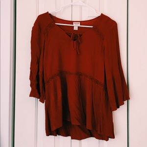 Mossimo Boho Top Red 3/4 sleeve